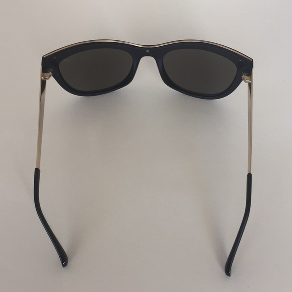 Plastic Gold mirror matte black sunglasses main image 6